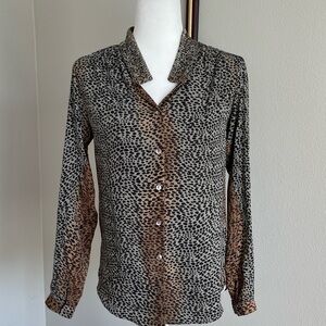 Leopard Print Button-Up Blouse Size S